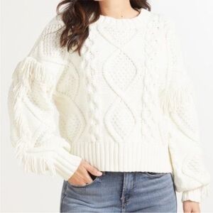 Line & Dot Fringe Sweater